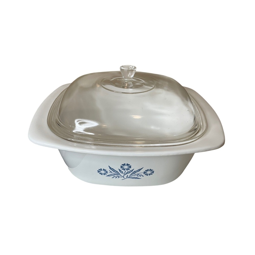 Vtg Corning Ware Cornflower Dutch Oven 4 Quarts W/Lid P-34-B Cottagecore USA 60s - Picture 3 of 13